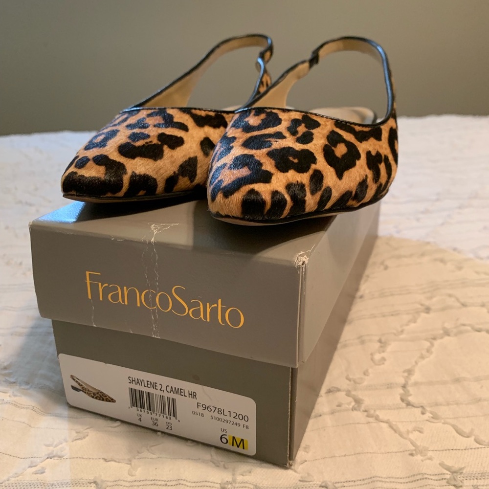 Franco Sarto leopard print sling back flats
